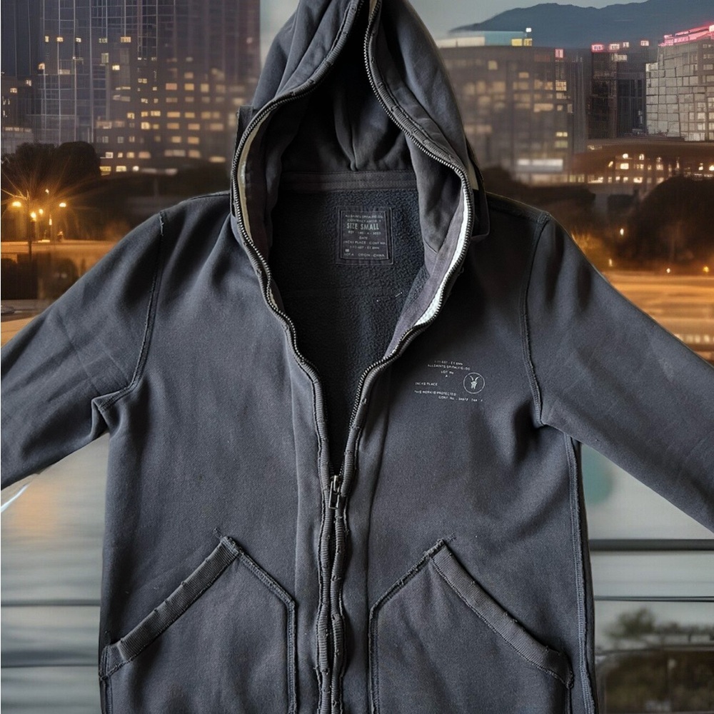 All Saints Hoodie Mens Small Gray Full Zip Over The Hood Jacket Pockets